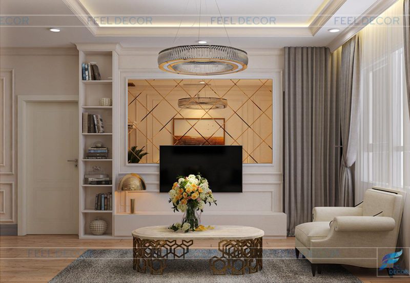 Bàn trà nhỏ gọn với thiết kế tinh xảo tăng thêm giá trị cho phòng khách.